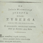 Dedykacja hrabiemu Józefowi Zyberkowi