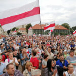 Protesty w Grodnie, 19 sierpnia. Zdj. Andrej Mialeshka.