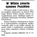 „Zmarła synowa Puszkina”, Kurier Wileński, nr 341 z 12.12.1935 r.