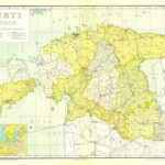 Mapa Estonii z 1925 roku z Zanarwiem i powiatem Petseri w granicach kraju.