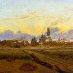 Caspar David Friedrich, „Płonący Neubrandenburg”, obraz olejny, 1834/1835 (nieukończony), Kunsthalle, Hamburg