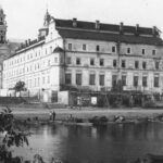 Kolegium Jezuitów i kościół św. Stanisława Biskupa i Męczennika w Pińsku. Zdj. Narodowe Archiwum Cyfrowe.